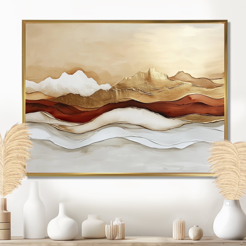 Horizon en lumière dorée II - paysage doré encadré, art mural, H 34 po x l 44 po, Gold Floater Framed