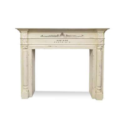 Beige Solid Wood Freestanding Fireplace