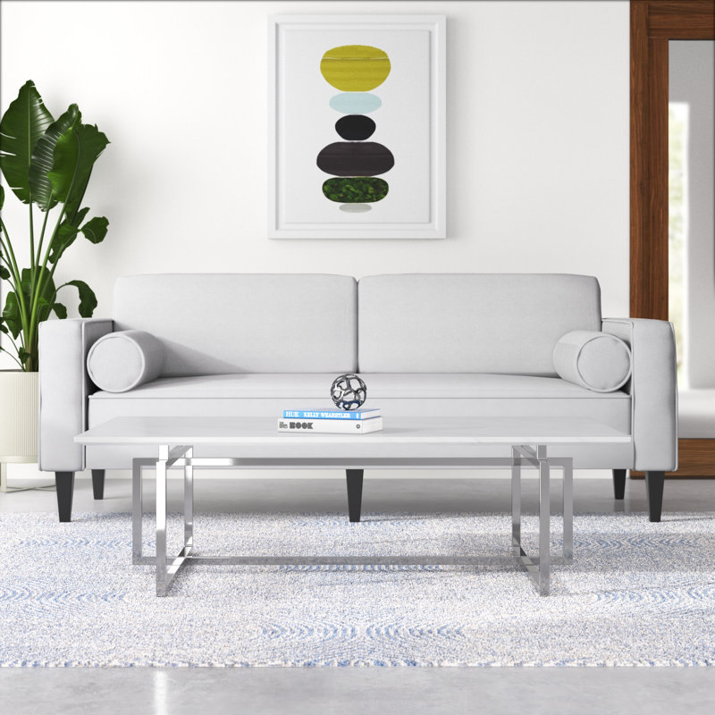 Darquize Marble Top Coffee Table, Sliver