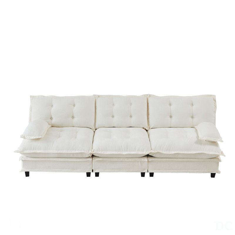 107-Inch 3-Seater Cloud Sofa, Modular Sectional Couch With Comfy Lattice Cushions And Breathable Chenille Fabric For Modern Living Rooms