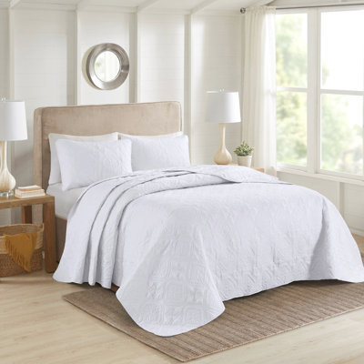 Couvre-lit blanc très grand / très grand de 3 pièces - Microfibre réversible, rembourré, merveilleux, lavable à la machine pour les pièces, microfibre et
