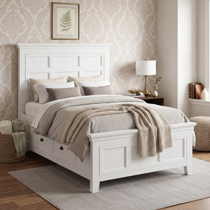 Genesha Storage Platform Bed, Full / Double, White