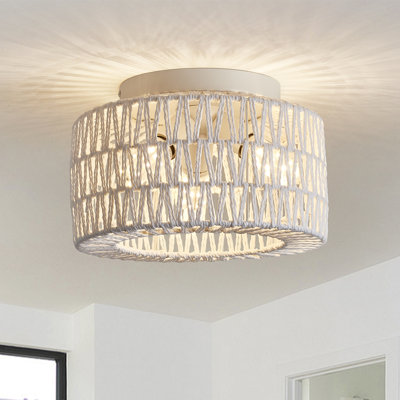Rattan Semi Flush Mount