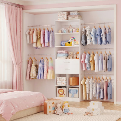 38.9-48.9”Closet System With Adjustable Rods & Drawers