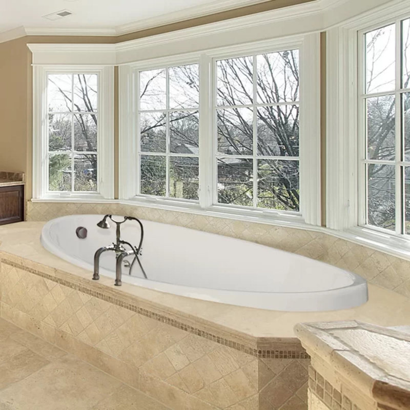 Carli 60'' x 36'' Air Acrylic Bathtub, White, Satin Brass