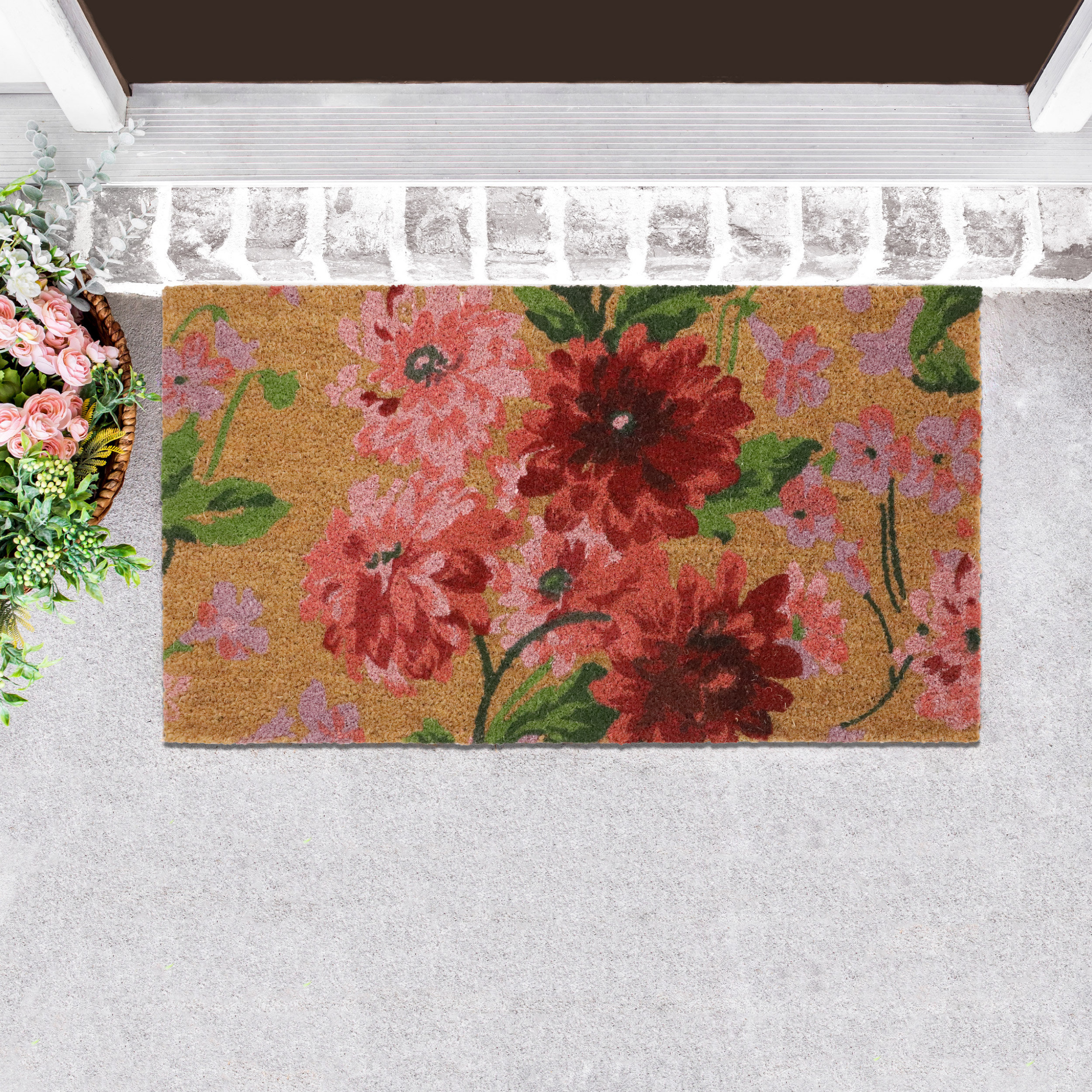 Laura Ashley Dahlia Bouquet Coir Doormats / NonSlip Outdoor Rugs Wayfair