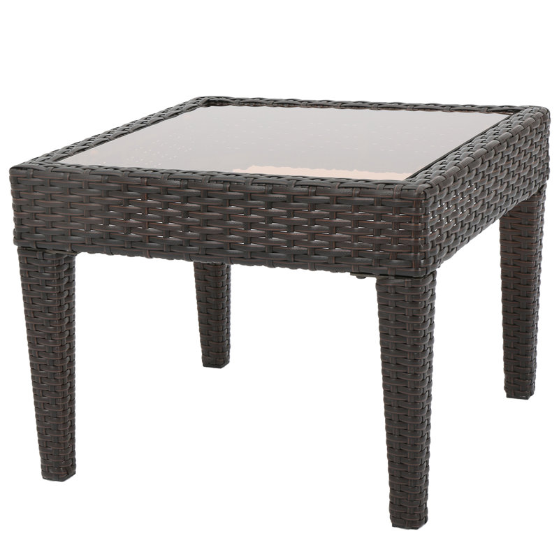 Outdoor Antibes Wicker Side Table,Accent Table, Brown