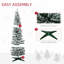 Arbre de Noël artificiel enneigé 9 pi avec des branches réalistes, des pommes de pin, des baies rouges et une conception à ouverture automatique
