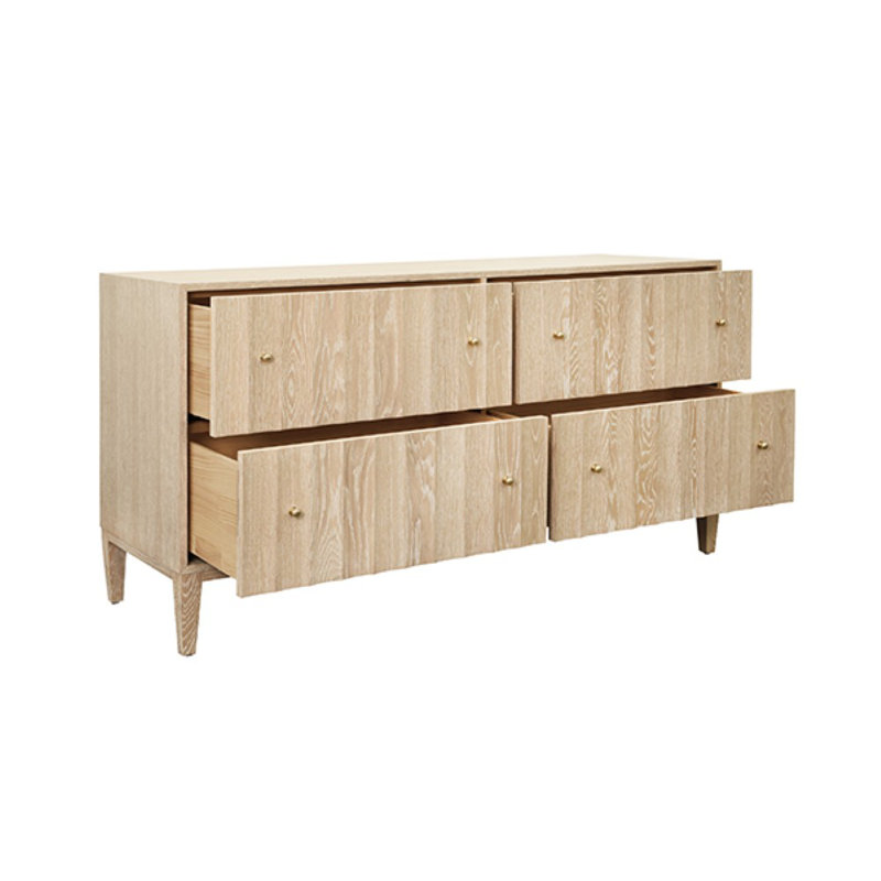 Commode à quatre tiroirs avec détail cannelé, Tanné