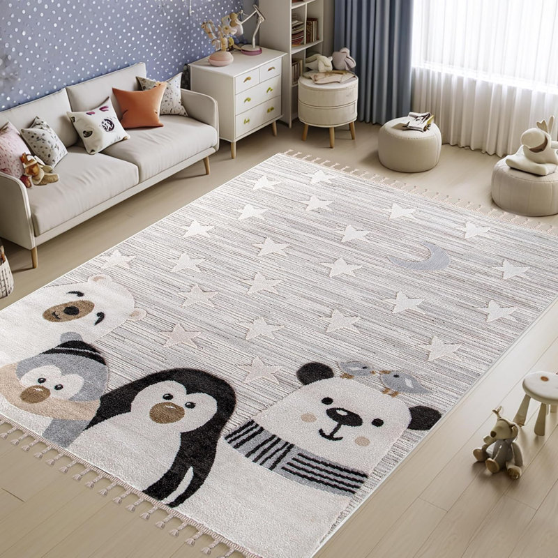 Soft Playful Area Rugs for Kids Playroom Children Bedroom Carpet Cute Cartoon Design Kids Rug KD002, Rectangle 200 x 290 cm