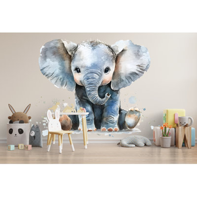 Baby Elephant Wall Art, Elephant Nursery Decor, Watercolor Elephant Art 160Mv