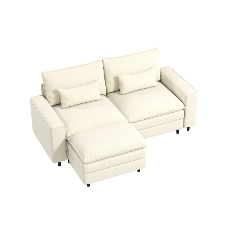 Ensemble de canapé en L pour salon, H 39,37 po x l 85,43 po x P 35,83 po, Chenille beige