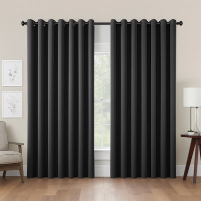 Kalynn 100% Blackout Eyelet Semi Sheer Synthetic Window Curtain Pair