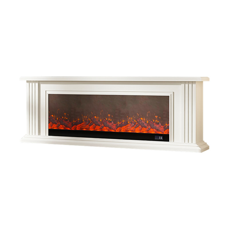 White Solid Wood TV Cabinet Fireplace