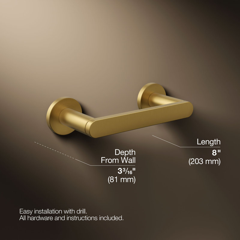 Wall Mount Toilet Paper Holder, Brushed Gold