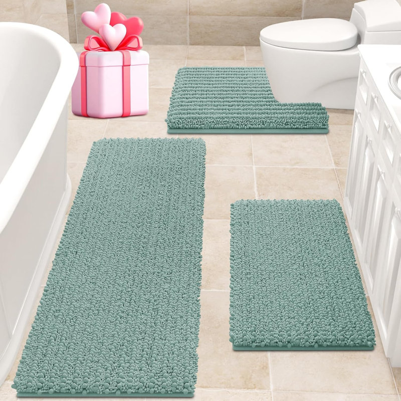 Upgrade Extra Large Bathroom Rug Set 3 Pieces, Green