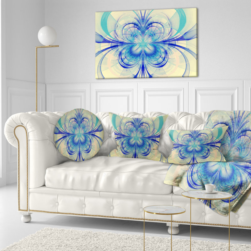 Motif floral fractal - coussin à imprimé floral, bleu