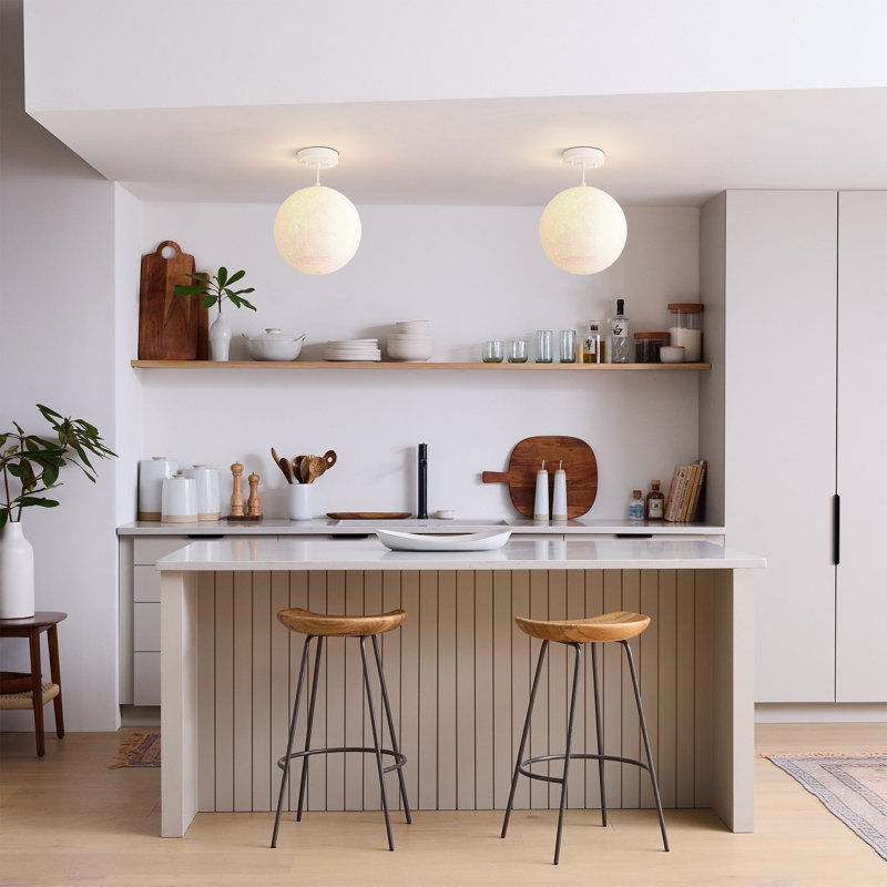 1-Light Modern Moon Globe Pendant Light with 3D-Printed Shade
