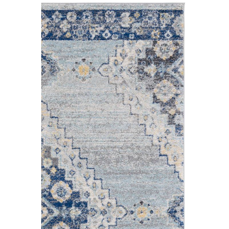 Tapis oriental gris / bleu marine Christa, Carré 6 pi 7 po