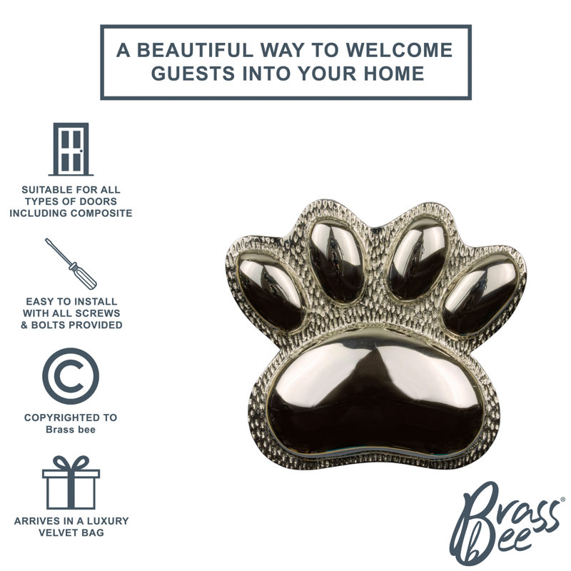 Nickel Paw Door Knocker, Nickel