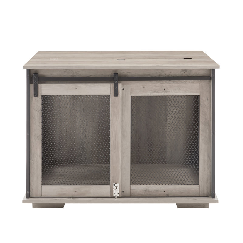 Cage pour chien avec cloison amovible et rangement latéral pour grands chiens, Gris délavé