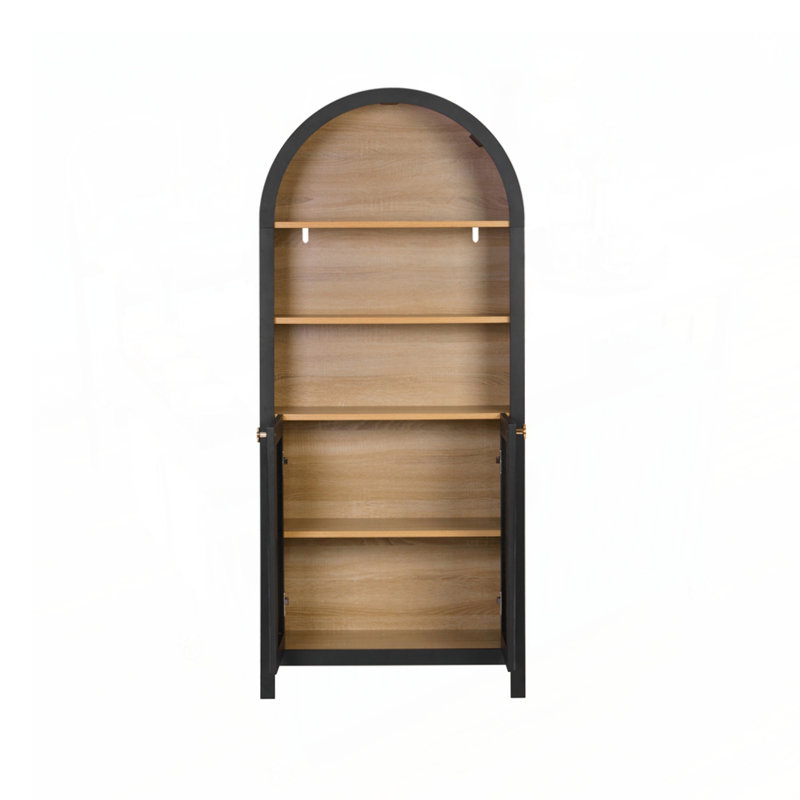 Modern 5-Tier Arched Bookshelf with Storage, Combining Classic Elegance and Contemporary Functionality