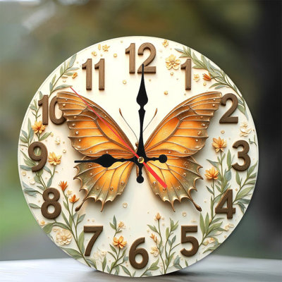 Elegant Butterfly Wall Clock