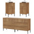 Ensemble de chambre à coucher 4 pièces, commode 6 tiroirs et table de chevet Aadham