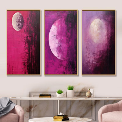 Lune mystérieuse, ensemble d'art mural sur toile lune de 3