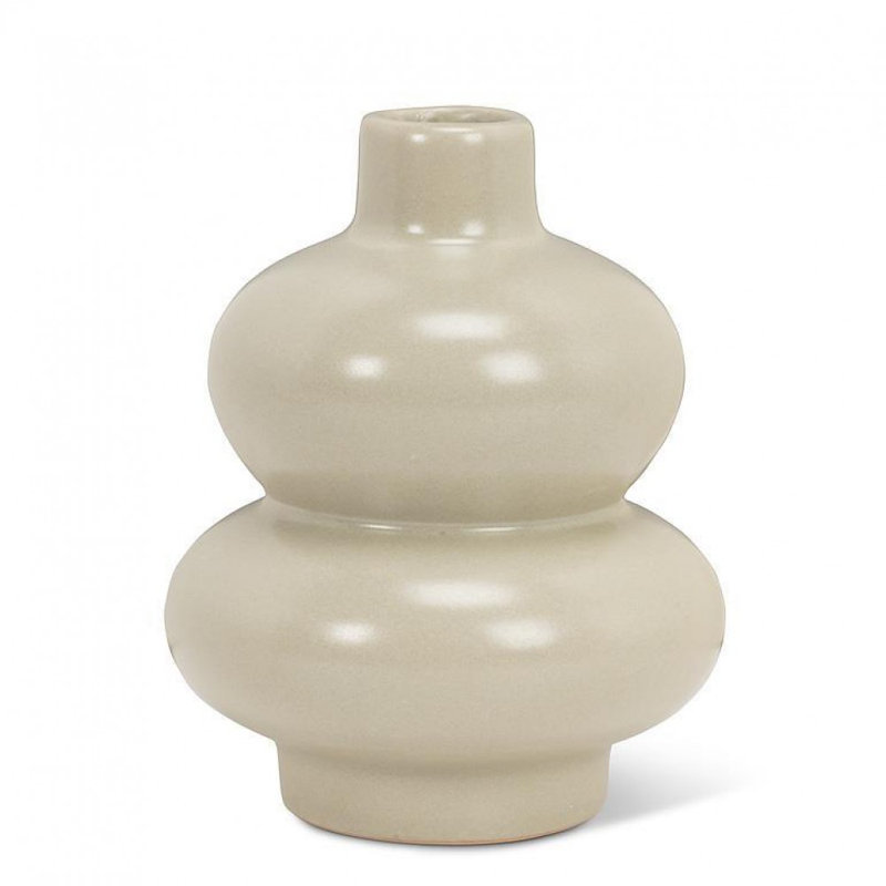 Small Double Stack Bud Vase, 4.25" H x 3.50" W x 3.50" D, Green