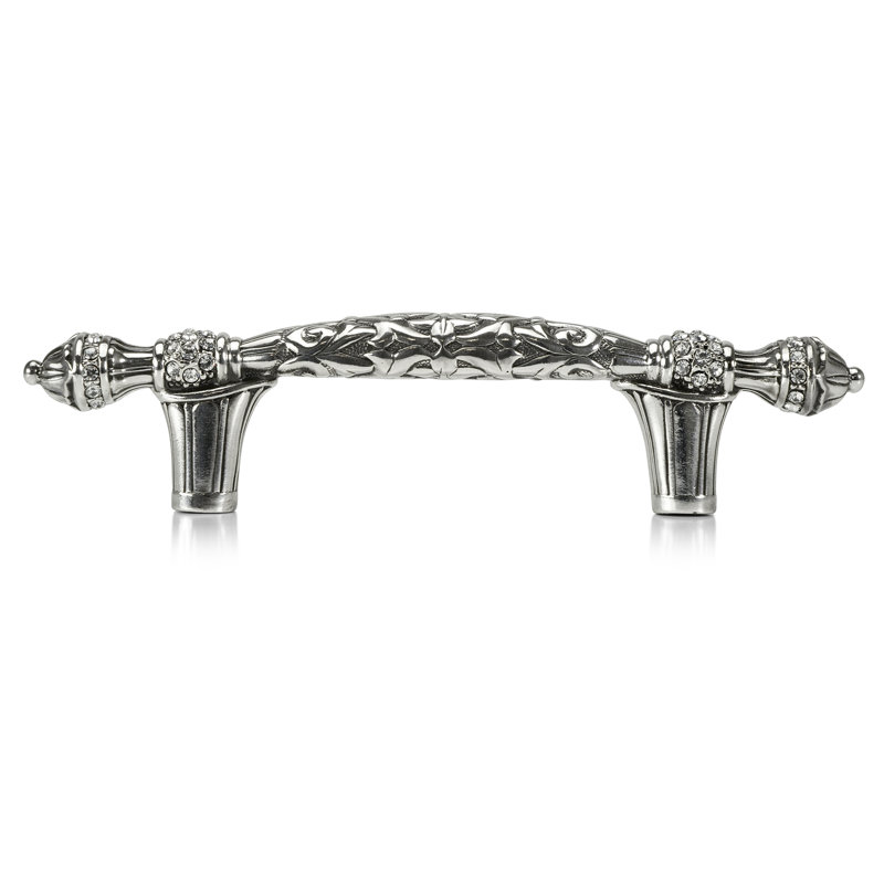 3” C TO C BELLEVIEW PULL; LT. SMOKE TOPAZ CRYSTAL MUSEUM , Silver