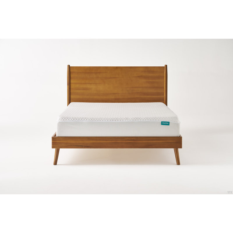 Lit plateforme en bois massif Cohron, Naturel, Lit double
