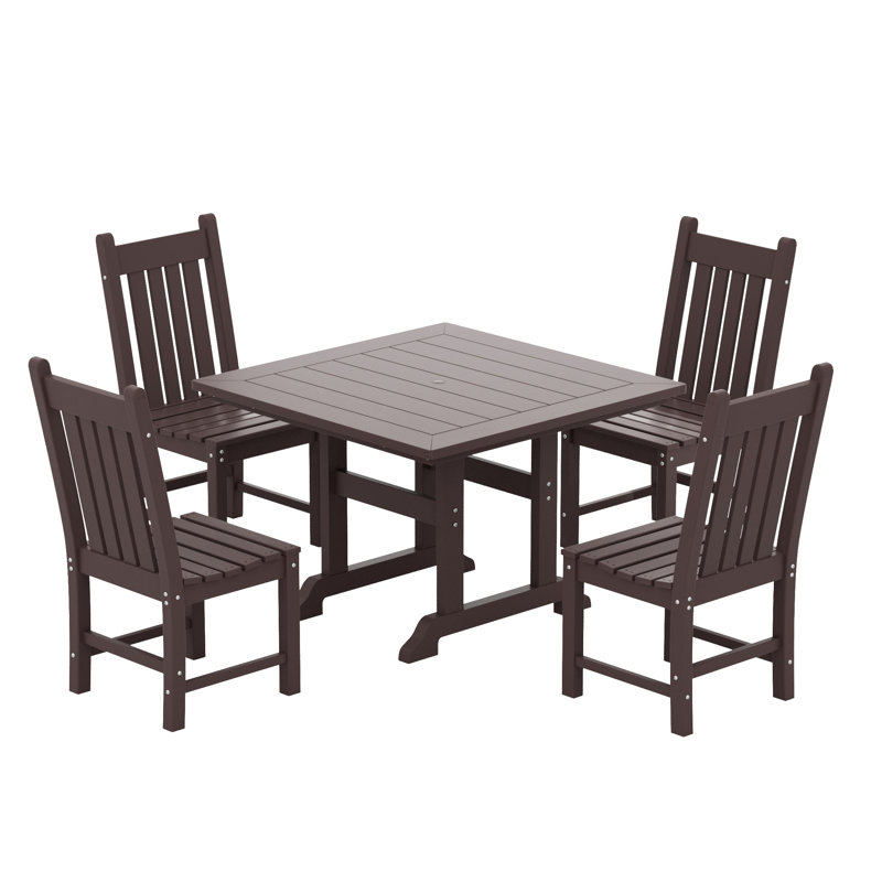 Laguna 4 - Person Patio Dining Set with Square Table, Dark Brown