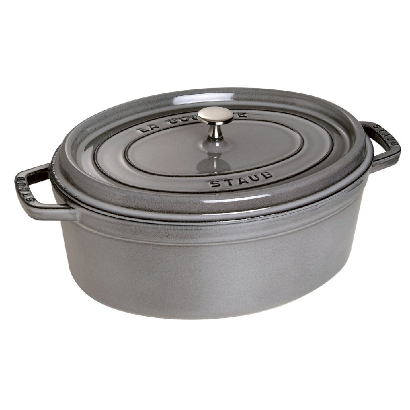 Staub Cast Iron 1.06-qt Oval Cocotte, Graphite Gray, 1.06 Quart