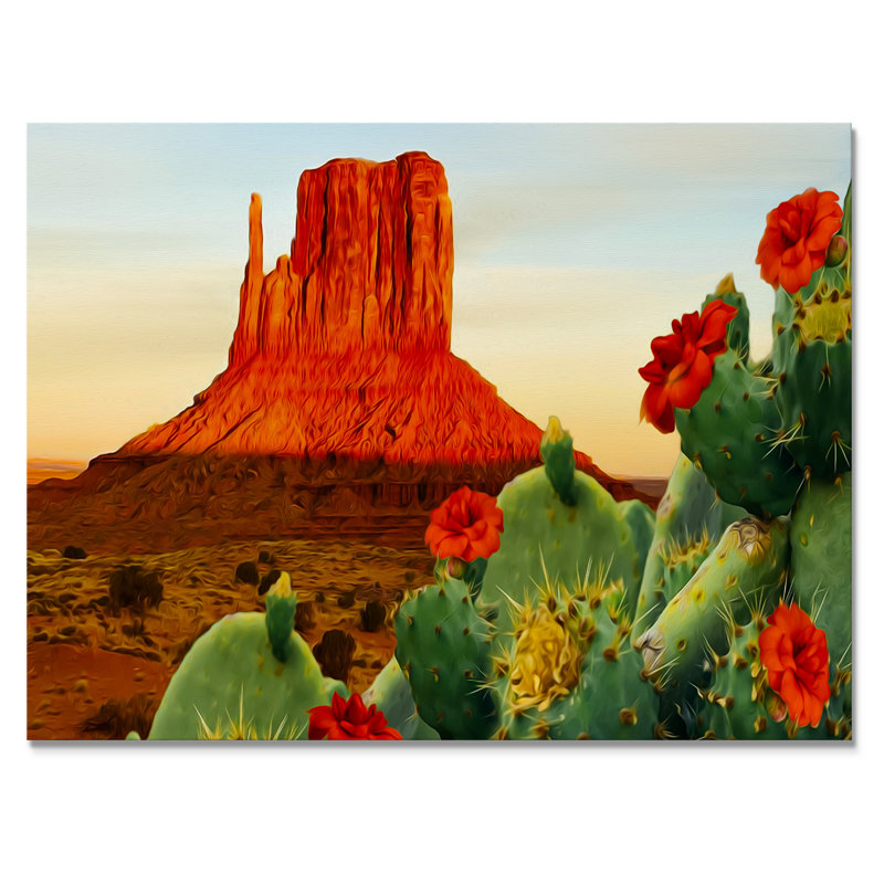 «Blooming Cactus In Texas», reproduction sur toile, H 30 po x l 40 po x P 1,5 po, Toile tendue