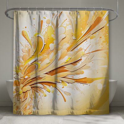 Abstract Yellow Splash Shower Curtains Extra Long
