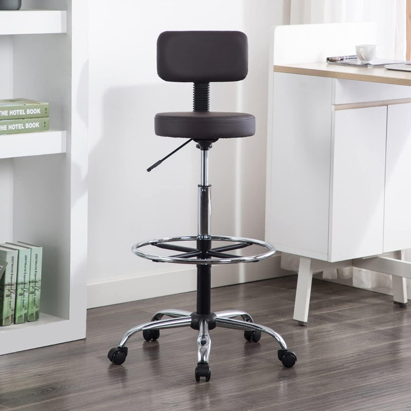 Tabouret de dessinateur avec repose-pieds Miyana Comfy, Espresso