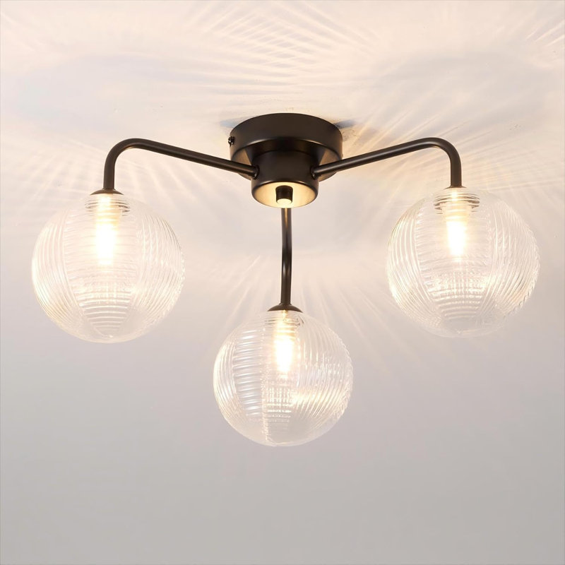 Glass Semi Flush Mount, Matte Black
