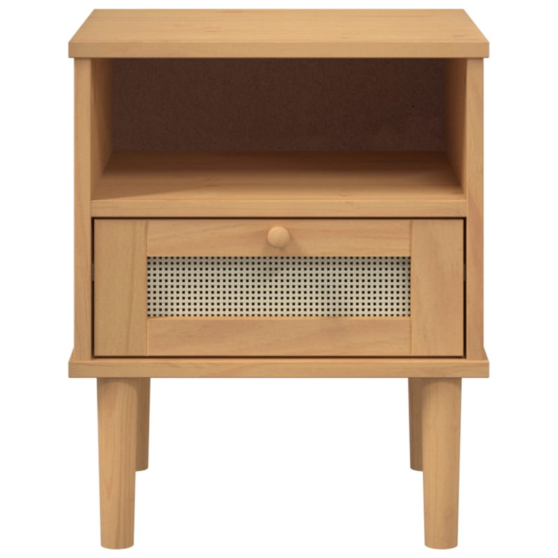Bedside Table Rattan Look, Brown 