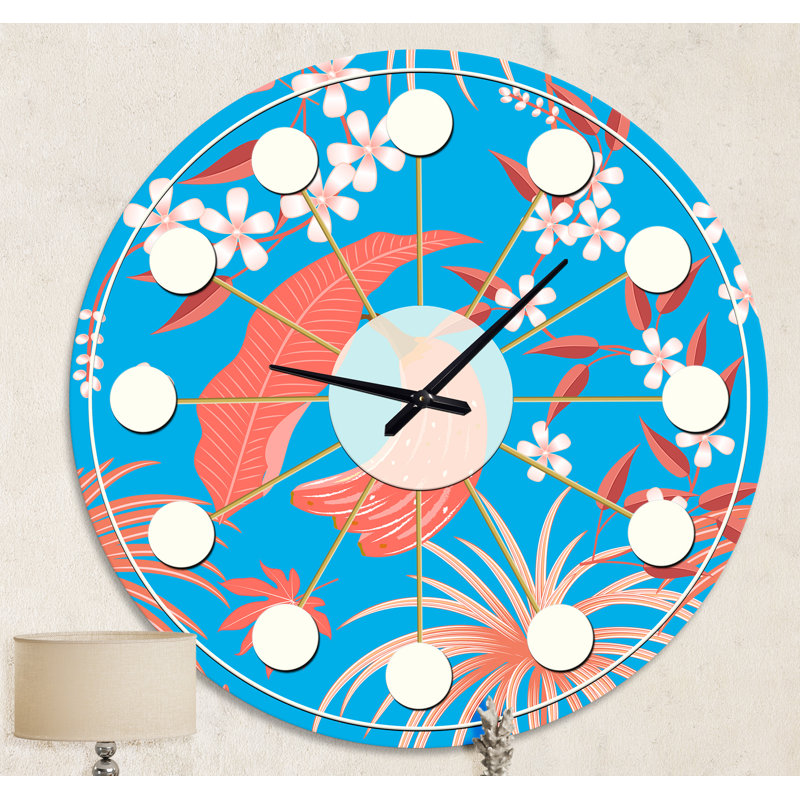Horloge murale style tropical tropical rétro corail II, Moyenne