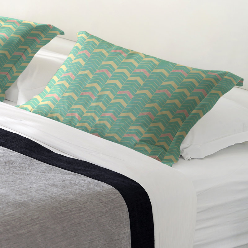 Taie décorative Rhonda, Très grand, Polyester, Vert rose / jaune