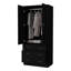Armoire, avec 2 portes, 3 tiroirs et 1 tringle, noir