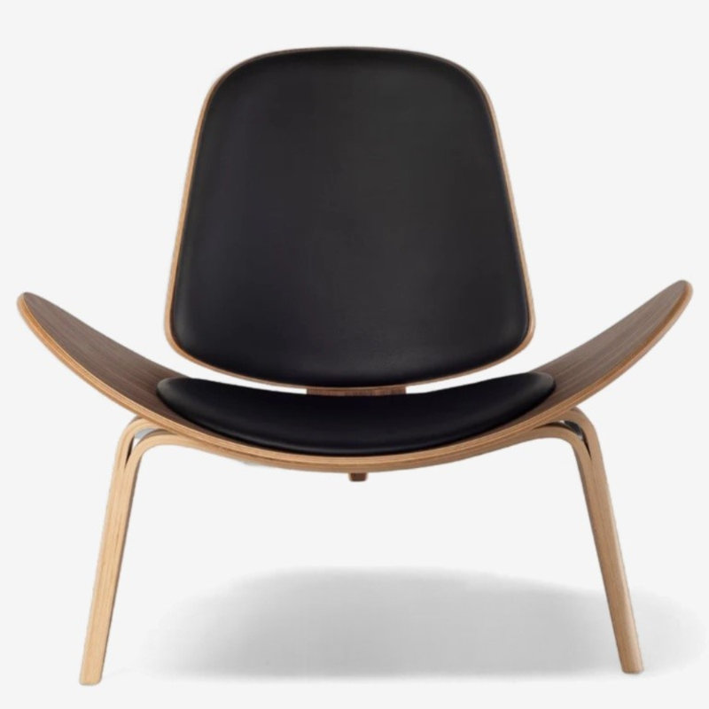Carrehera Tripod Lounge Chair, Black Faux Leather