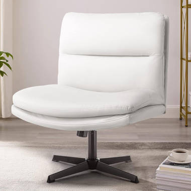 Latitude Run® Criss Cross Chair Plus Size Criss Office Chair Sit Cross- Legged Armless Swivel Home Modern Home Office Desk Chair Swivel Adjustable  Vanity Chair