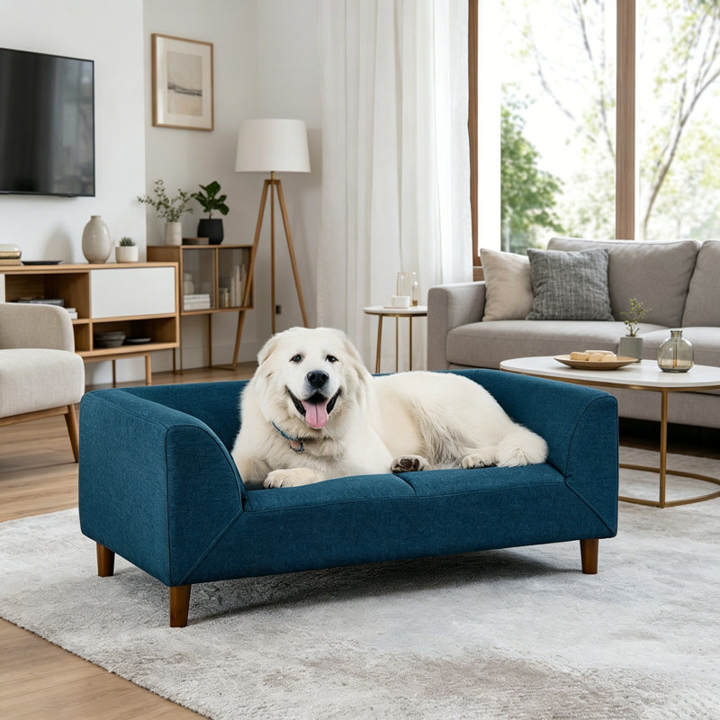 Boneless Modern Sofapet Sofa With Backrest And Armrests, Modern Rectangular Pet Sofa Suitable Medium And Large Dogs, Soft Cushion Comtable Dog Sofa,-- Grey