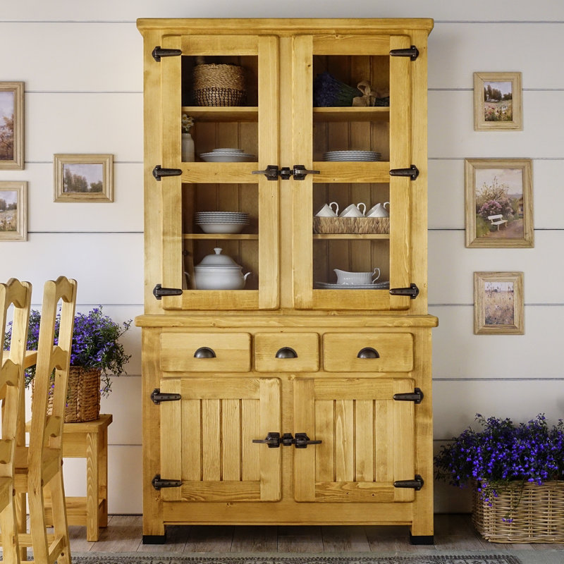 Vintage Solid Wood 116 cm W Display Cabinet