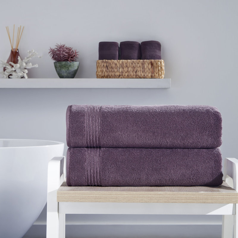 Ozdilek 2-Piece Bath Sheets, 35X70 100% Turkish Cotton, Luxury Quick Dry, Extra Large, Fade-Resistant, Eco-Friendly, Spa Towel, Comfortable (Orchid Purple)