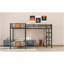 Lit superposé simple en L avec lit mezzanine simple avec bureau et tablette en L, brun