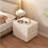 19”H Cream Champagne Leather Nightstand, French Inspired 2-Drawer End Table, Solid Wood & Quiet-Close-144258139