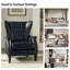 Fauteuil club à oreilles en cuir véritable Ameliah pour le bureau et la maison-761936877